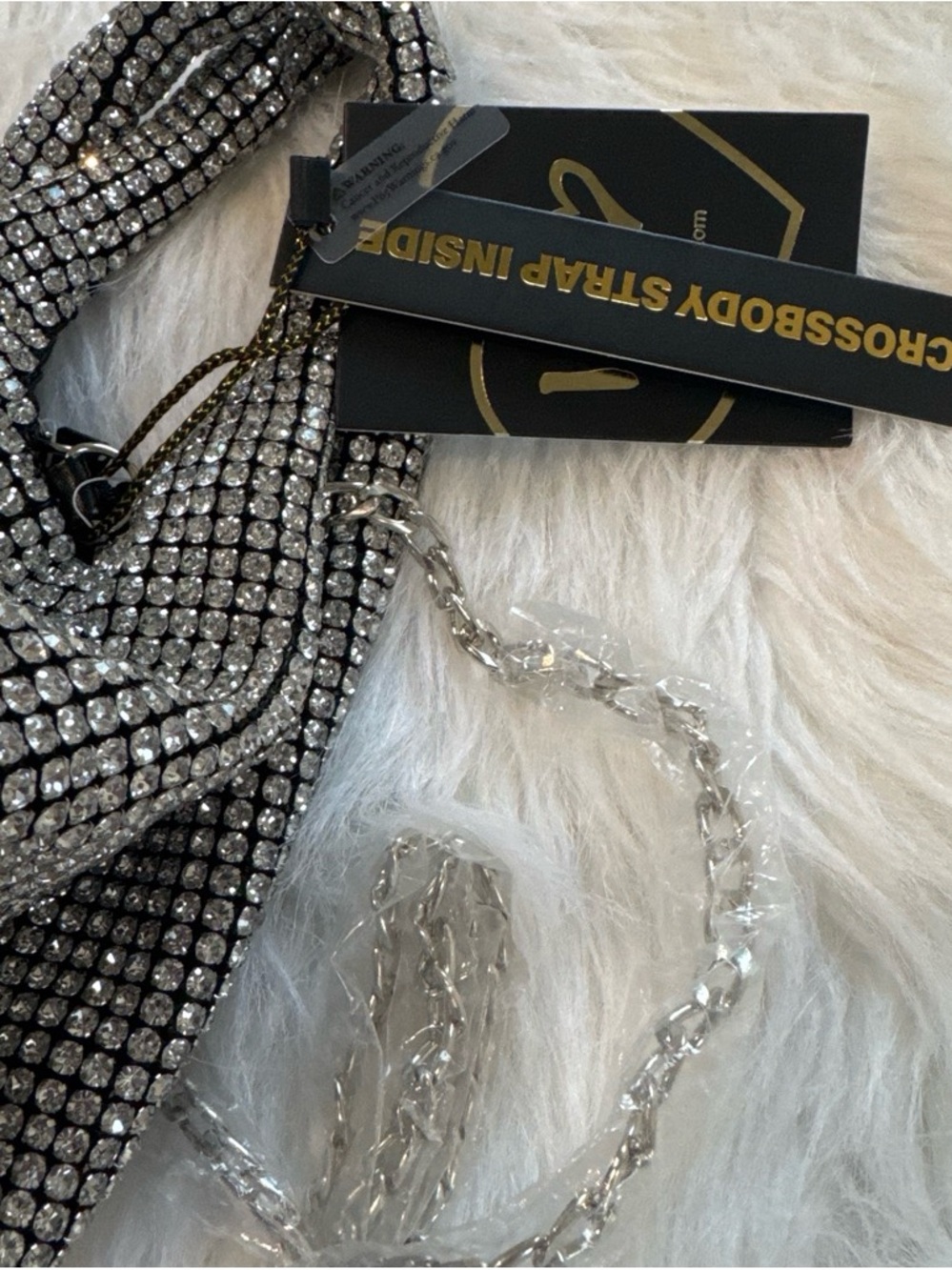 Vegan Crystal Mini Bag - Silver Sparkle - Picture 5 of 7